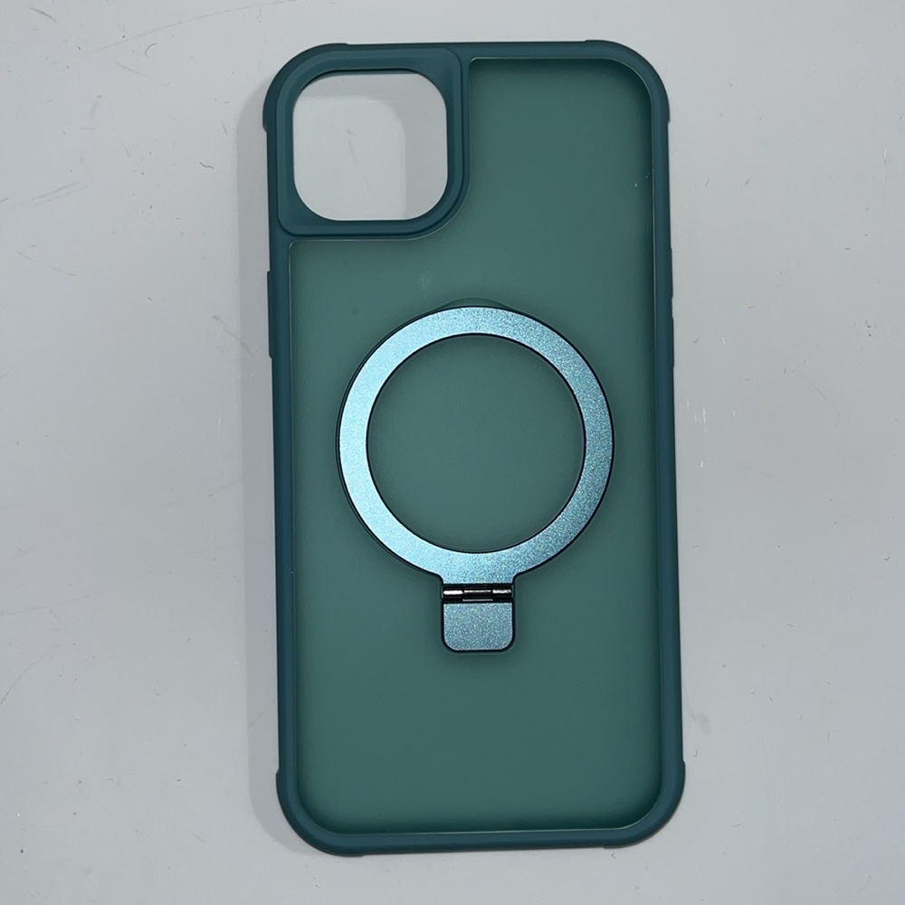 Protective Smartphone Case Magnet Ring Stand Military Grade Green iPhone 14 Plus